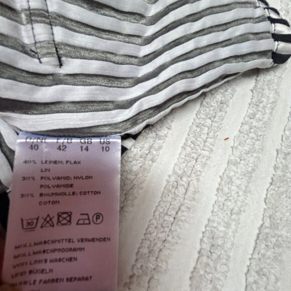 Frank Walder Womens Size 10 Button Up Shirt Long Sleeve Linen Blend Top Striped - Picture 4 of 9